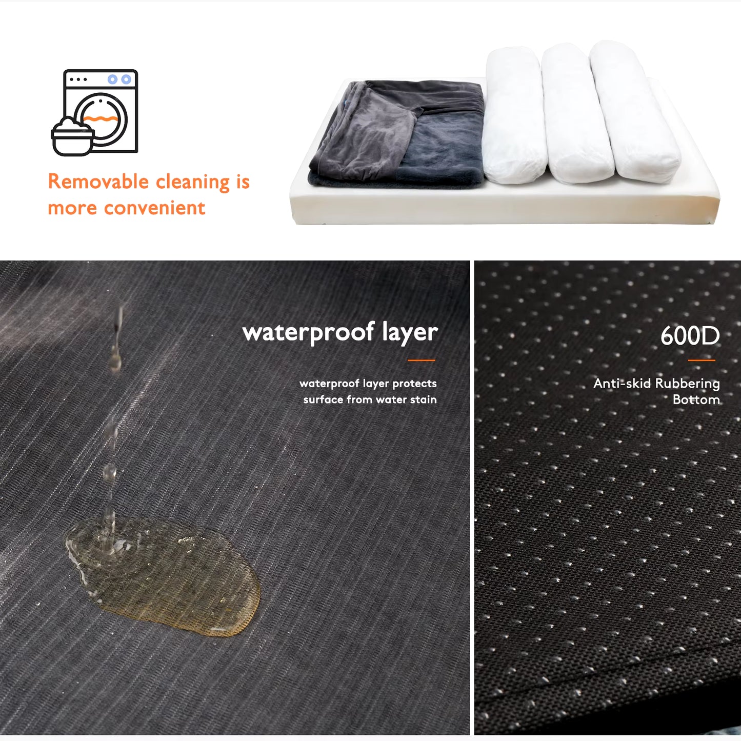 XXL Large Orthopedic Dog Bed Cozy Pet Dogs Bedding with Bolster Washable Cover