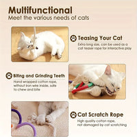 Cotton Cat Chew Toy for Teeth Cleaning, Catnip Rope Toys for Indoor Cats,Nibbling Exercise, Interactive Cat Nip Teething Toys Fo