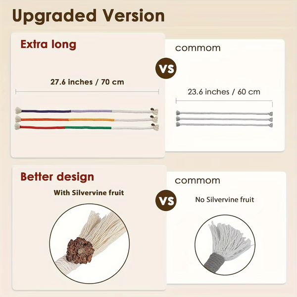 Cotton Cat Chew Toy for Teeth Cleaning, Catnip Rope Toys for Indoor Cats,Nibbling Exercise, Interactive Cat Nip Teething Toys Fo