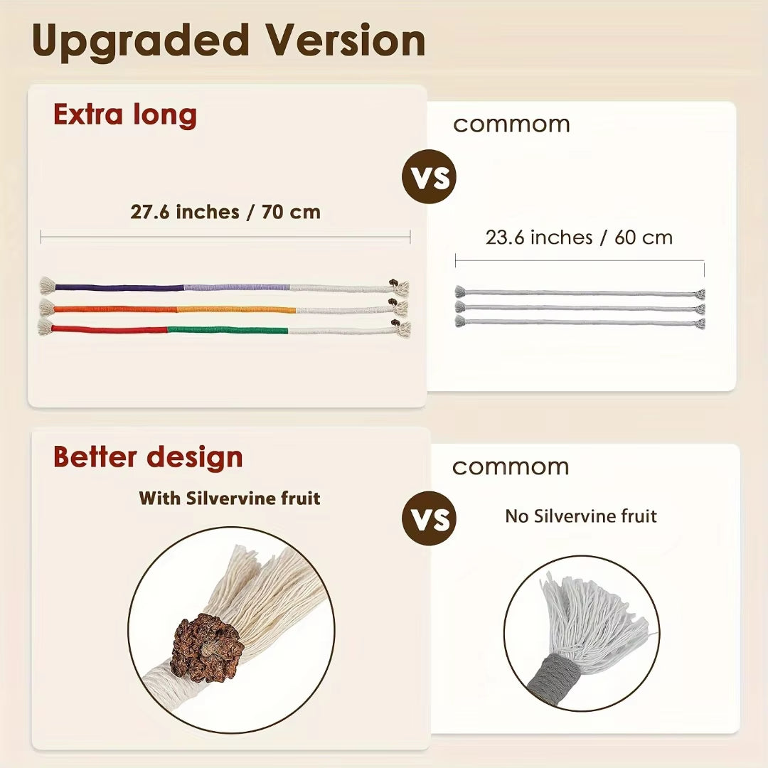 Cotton Cat Chew Toy for Teeth Cleaning, Catnip Rope Toys for Indoor Cats,Nibbling Exercise, Interactive Cat Nip Teething Toys Fo